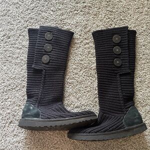 Ugg Cardi Black Knit Button Boots